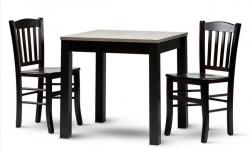 Jídelní stůl CASA Mia Variant a židle VENETA<br/>stůl 80x80 v odstínu jasan navara / nohy a židle wenge