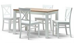 Jídelní stůl CASA Mia Variant a židle GRANDE masiv<br/>variace barev, deska rustikál a nohy bílé