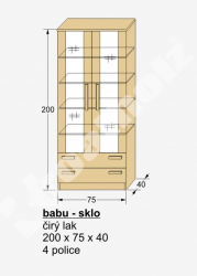 schema prosklené skříně BABU