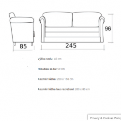 Schema s rozmry pohovky NORA.