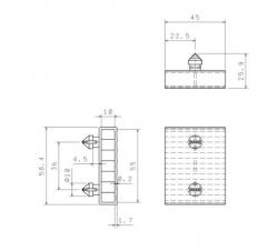 schema s rozmry stedovho dvouepovho pouzdra, je uren pro postele stylu IKEA s kovovmi roty.