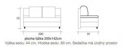 rozkldac pohovka BERTA-schema<br/>schema s rozmry pohovky BERTA