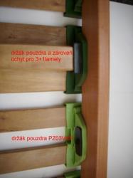 příklad použití držáků pouzder<br/>na obrázku lze vidět použití držákun pouzdra  a  držáku pouzdra s úchytem třetí spodní lamely